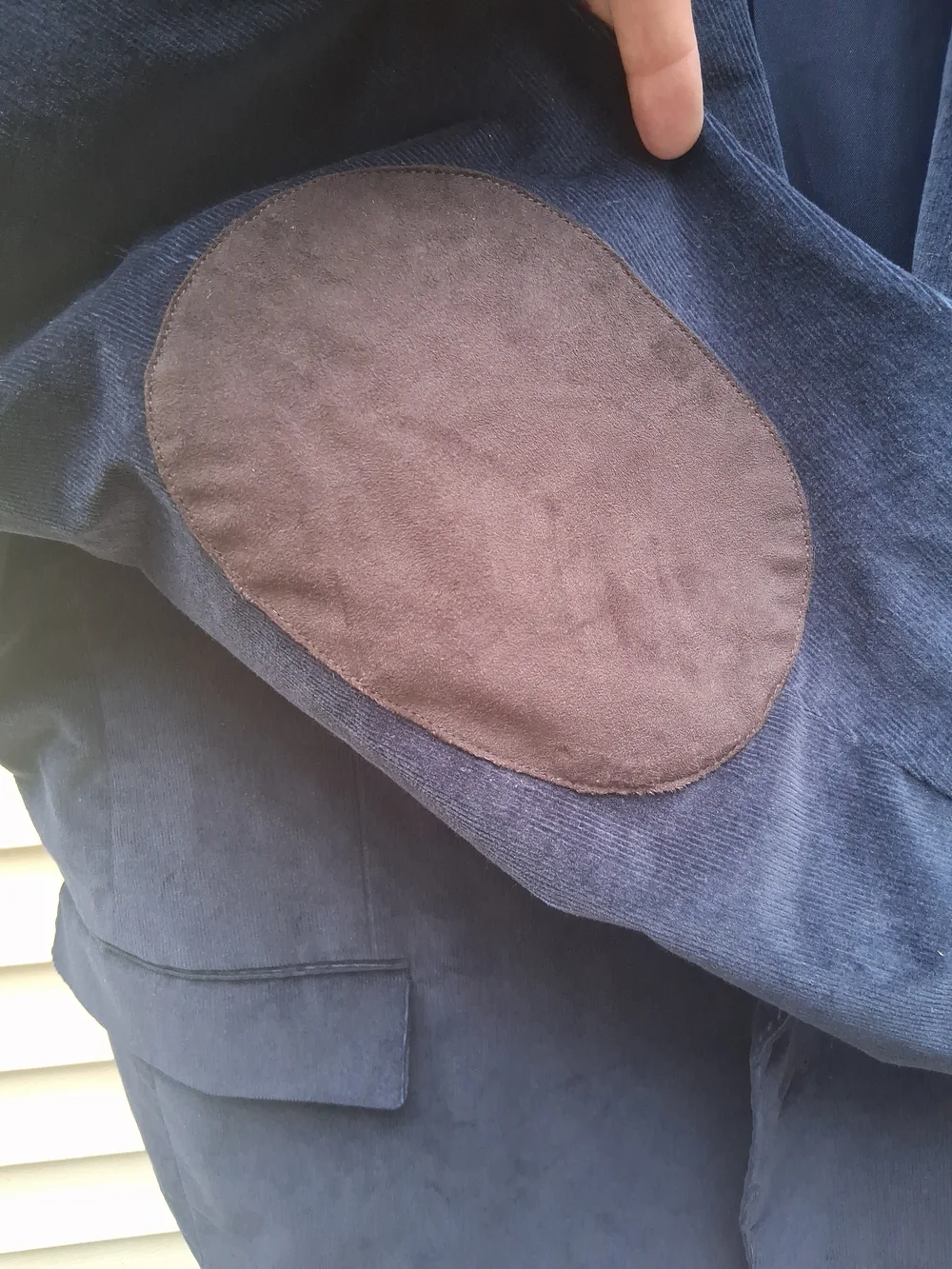 Stafford Classic Fit Royal Blue Corduroy Blazer Suede Elbow Patches Mens 48R